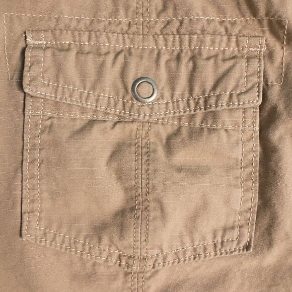 Eddie Bauer Blakely Fit 7" Shorts Womens 16 Tan Ripstop Cotton Flap Pockets - Picture 11 of 16